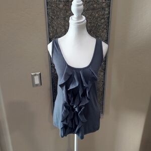 Wyeth Ruffle Front Denim Blue Knit Tank Top